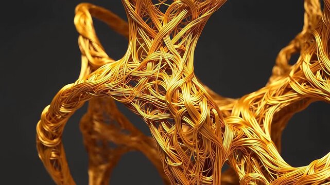Golden Thread Sculpture Organic Morphing