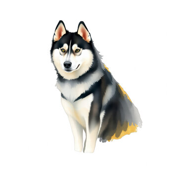 Digital illustration of a Siberian Husky dog