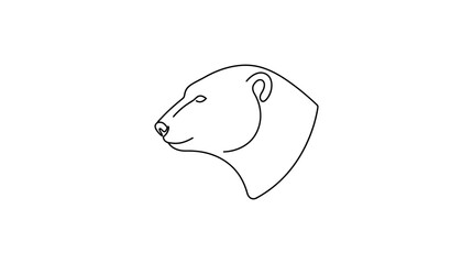 Minimalist polar bear head line art, simple outline drawing, white background, arctic animal © Slamet
