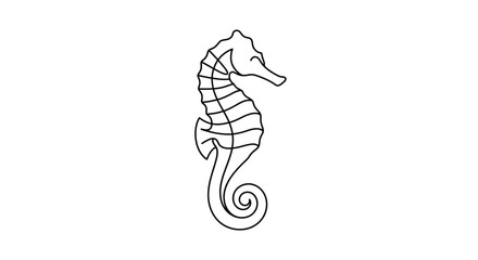Minimalist Seahorse Outline Drawing - Simple Marine Life Illustration © Slamet