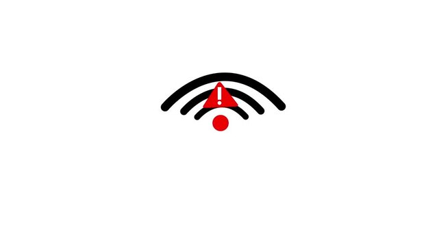 Retry button error with no internet connection animation on white background, no connection offline wi fi 4k video animation.