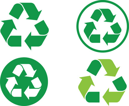 4 type set of recycling icons. recycle logo symbol. vector illustration  Art & Illustration