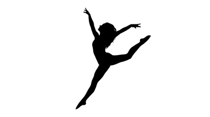 Dancer silhouette against a white background dynamic pose in black © Creator Rima Akter
