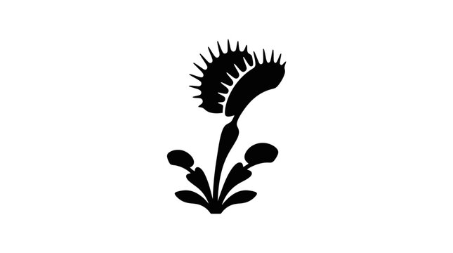 Venus flytrap silhouette against a white background botanical illustration