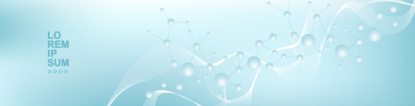 Molecular structure DNA, atom, neurons. Medical, technology, chemistry, science background. Science concept for your design. Connected lines with dots. Vector illustration.