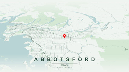 Modern minimalist vector map of Abbotsford, British Columbia. High-quality scalable illustration of Abbotsford geographic boundaries for posters design. © AliRza