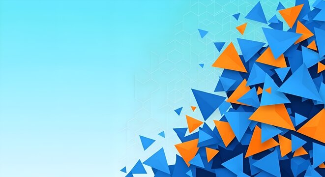 Blue and orange abstract geometric triangles background