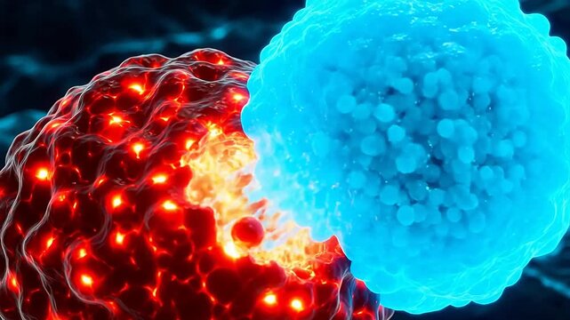T-cell Immune Synapse: Perforin and Granzymes Attacking Cancer Cell