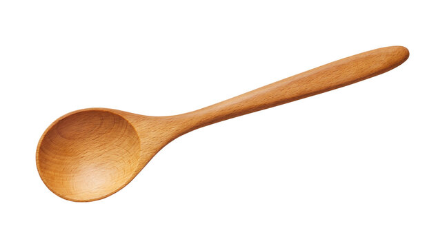 Natural Wooden Cooking Spoon Isolated on Transparent Background