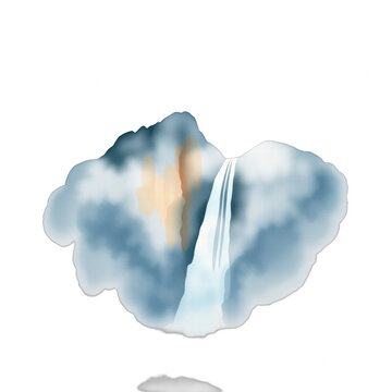 Abstract waterfall flowing from clouds on black background