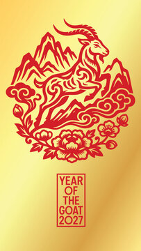 year of the goat zodiac 2027 happy chinese new year lunar china modern logo vector design 23