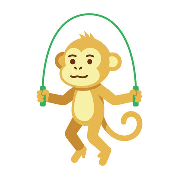Monkey jumping rope cartoon character