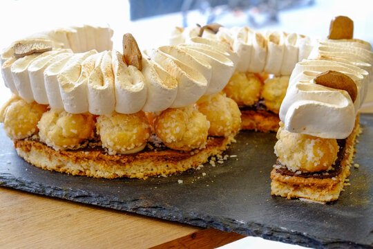 Cream Pastry on Display in a Bakery