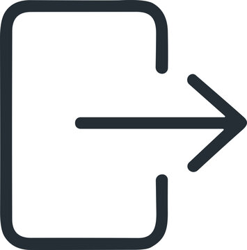 Minimalist Linear Exit Arrow Sign Symbolizing Doorway Departure or Logout Action for Digital Interface Design and User Navigation Systems