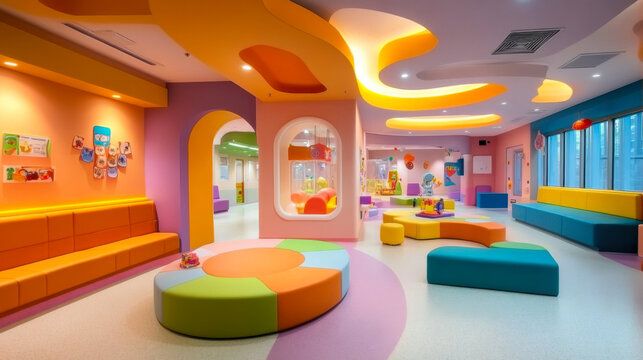pediatric waiting area  hospital bright colors children