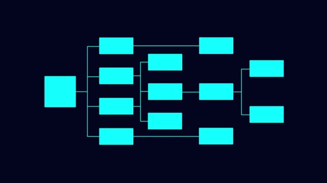 Abstract glowing workflow diagram overlay. Business process mapping and data structure visualization. Digital flowchart interface. Smart planning, animation