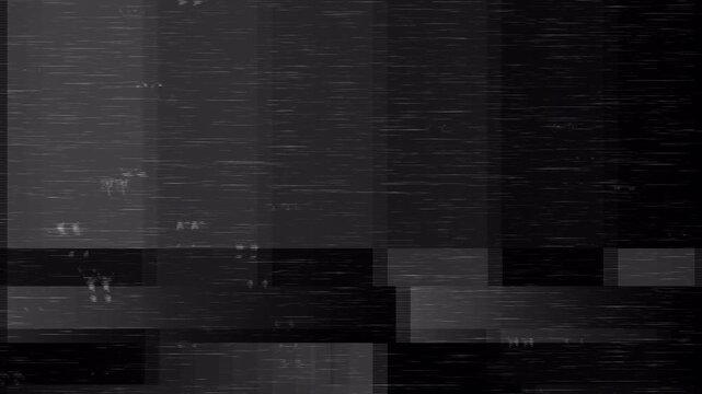 TV static monochrome glitch texture with scanlines and signal distortion for transition. Signal distortion monochrome texture for cinematic glitch overlay