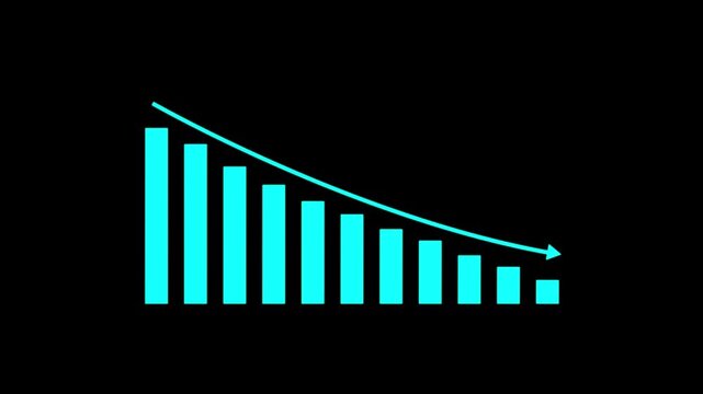 Animated down graph icon designed business or finance concept icon. Finance, Business Info graphic animation,