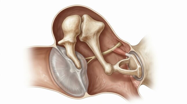 Anatomy of the middle ear ossicles malleus incus and stapes