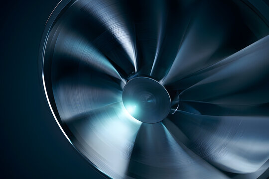 High speed data center server cooling fan close-up shot