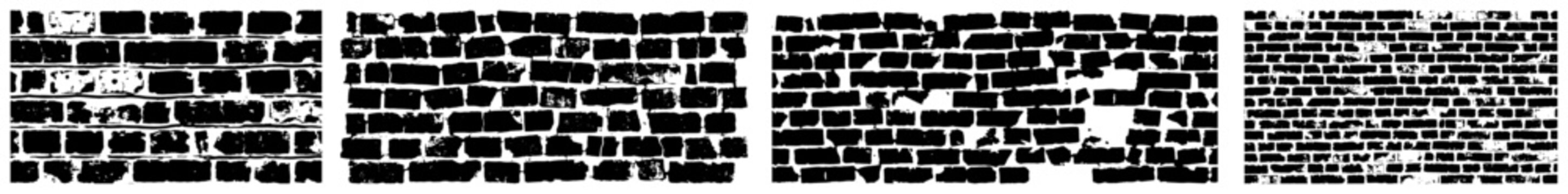 Brick wall textures and grunge masonry borders in distressed style