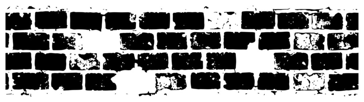 Brick wall texture and grunge masonry border in distressed style