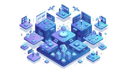 Fototapeta premium Isometric Artificial Intelligence and Data Center Technology Concept