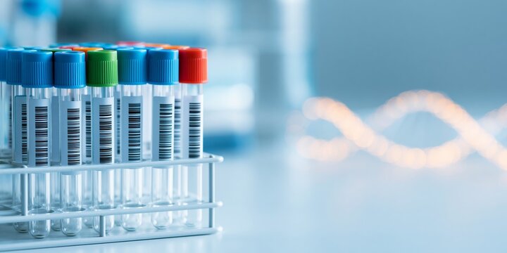 Laboratory test tubes with barcode labels