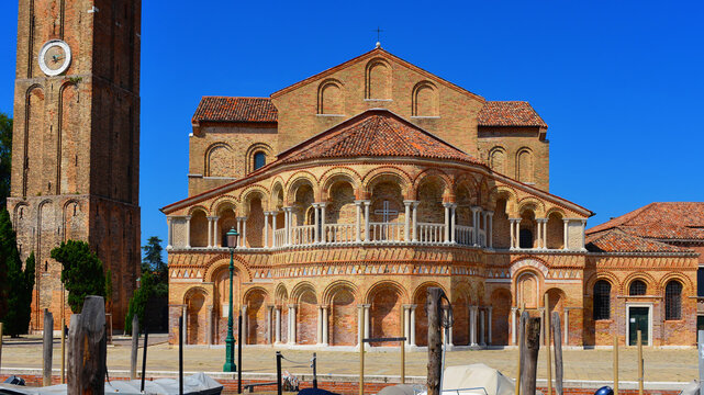 Medieval architecture in Venice Lagoon. Murano cathedral beautiful 12th century apse