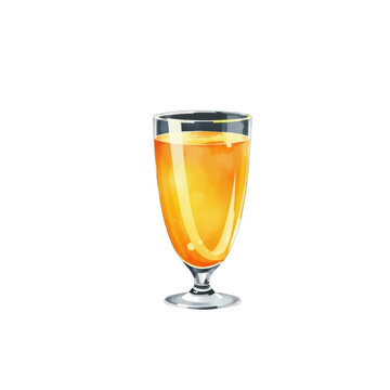 Glass of golden beer or iced tea on black background