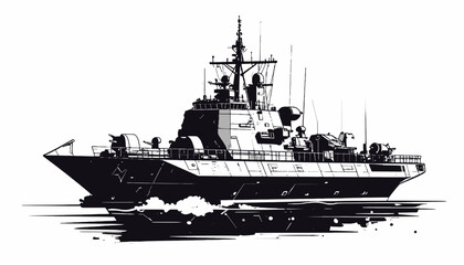 Modern naval warship vessel boat. © Ikhsan