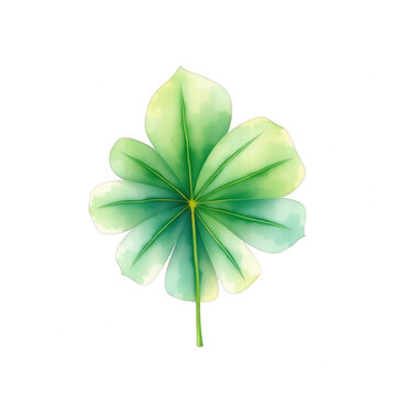 Watercolor tropical palm leaf isolated on black background