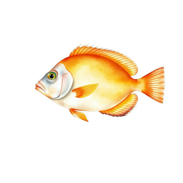 Orange and yellow tropical fish isolated on black background