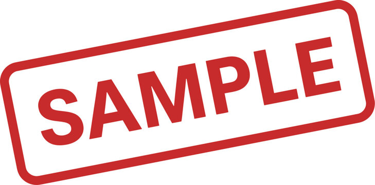 Red sample stamp vector illustration featuring bold typography inside a rounded rectangular outline for document approval