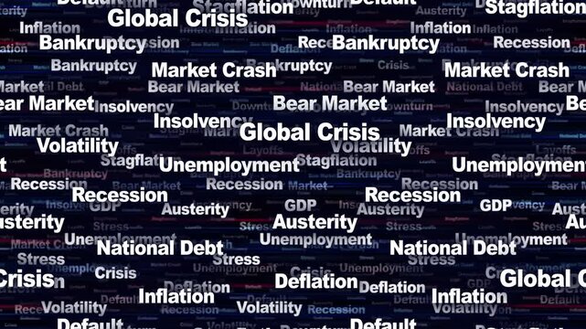 GLOBAL CRISIS Seamless Endless Keywords Animation, Background, Loop
