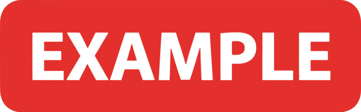 Bold red vector graphic illustration featuring the word example in clean white uppercase sans serif font