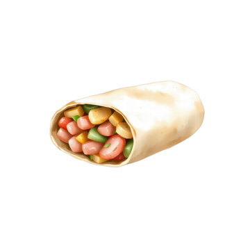 Delicious Mexican Burrito Illustration on Black Background