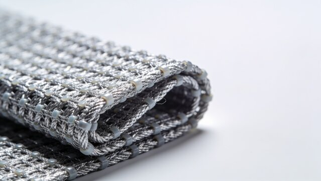 Silver woven smart fabric with embedded flexible sensor nodes pattern