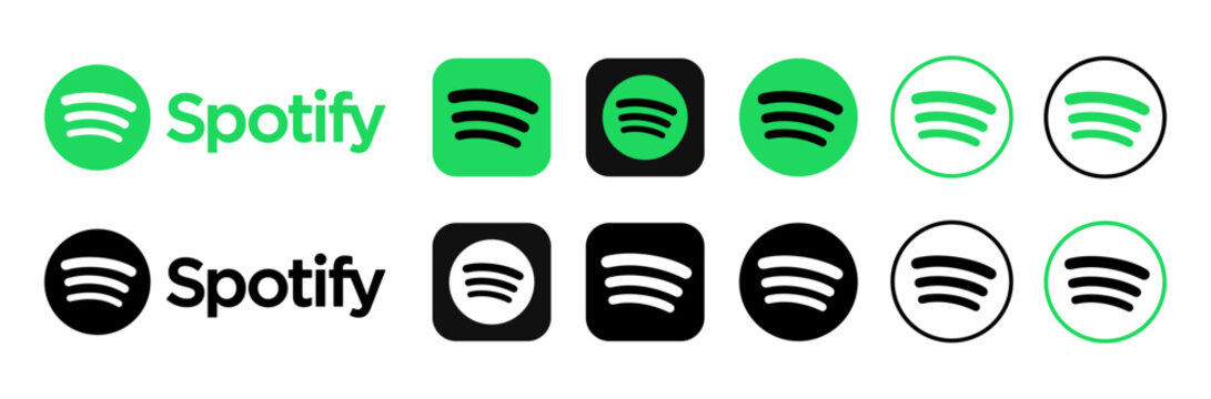 Spotify music & podcasts App icon collection 2026. Spotify logos vector set. Most popular music streaming service