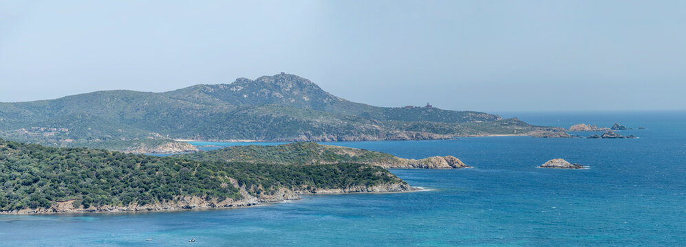 shore and light house at Spartivento cape, Teulada, Cagliari, Italy
