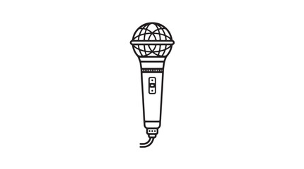 Minimalist microphone vector icon, professional vocal mic line art illustration, handheld dynamic microphone for podcasting and music recording © Muhammad