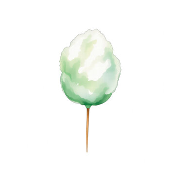 Watercolor illustration of mint green cotton candy