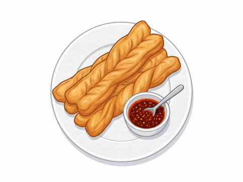 Cakwe You Tiao Chinese Fried Dough Sticks Vector Illustration