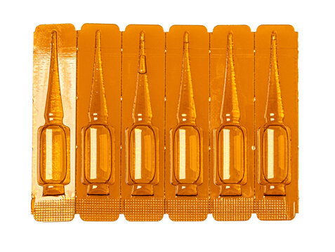 Ampoules with liquid serum in blister packaging