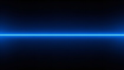 Obraz premium Horizon of Blue Neon Light Across a Dark Background