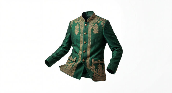Indian 90s Nehru Jacket Floating on White Background