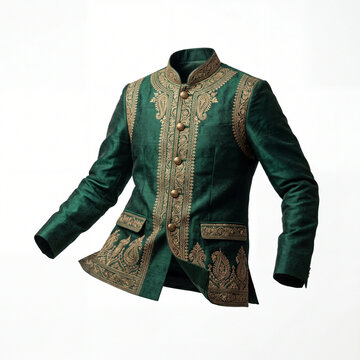 Indian 90s Nehru Jacket Floating on White Background