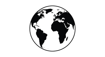 Earth Silhouette On White Background Black And White Graphic © Tamim