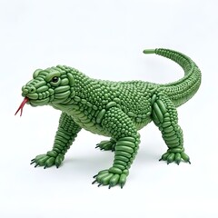 Fototapeta premium Green reptile creature detailed texture scales body