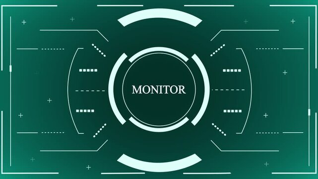 Futuristic  HUD Monitor Interface with Circular Scanner and Digital Technology Elements
